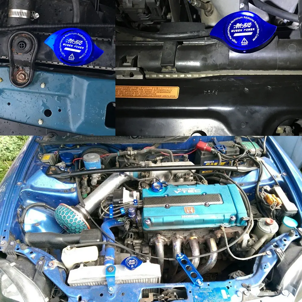 RASTP-синяя алюминиевая крышка радиатора подходит для HONDA Accord Civic CR-V CR-Z CRX City RS-cap 007