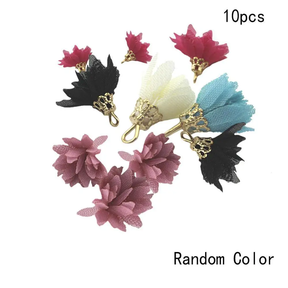 random color 10 PCS Смешанные цвета хлопок шелковые кисточки серьги Подвески кулон Сатиновые кисточки для DIY ювелирных изделий материалы цена - Цвет: random color 10 PCS