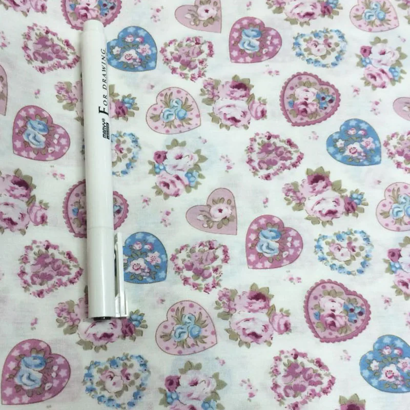 So Pretty, 4 цвета, цветочный принт, сердечки, хлопок, поплин, ткань для квилтинга, детское постельное тильда, Лоскутная Ткань для шитья