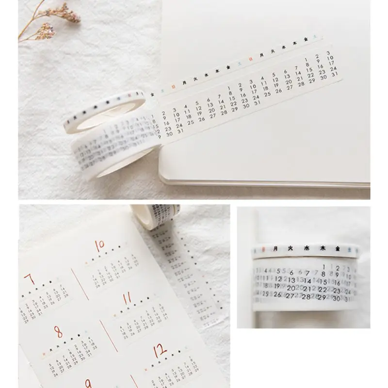 1 шт. винтажная черно белая календарная лента для декорации Washi DIY Скрапбукинг