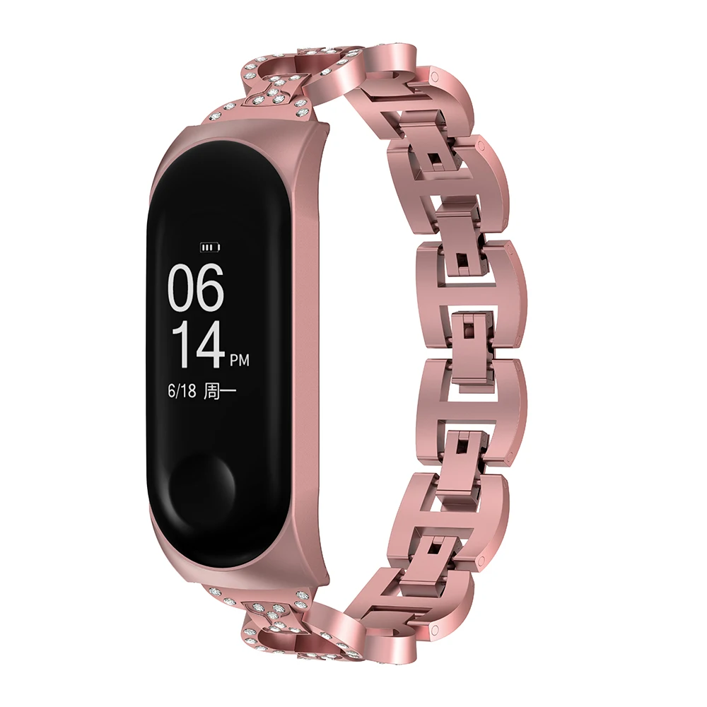 Браслет mi Band 4, стразы с бриллиантами, металлический браслет из нержавеющей стали для Xiaomi mi, браслет 4, браслет для mi Band 3 Correa