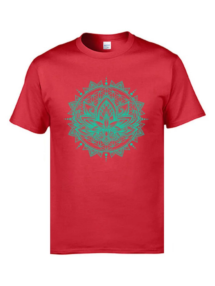 Sacred Lotus печатные футболки Мандала Ом YO GA культивирование мужские индийский