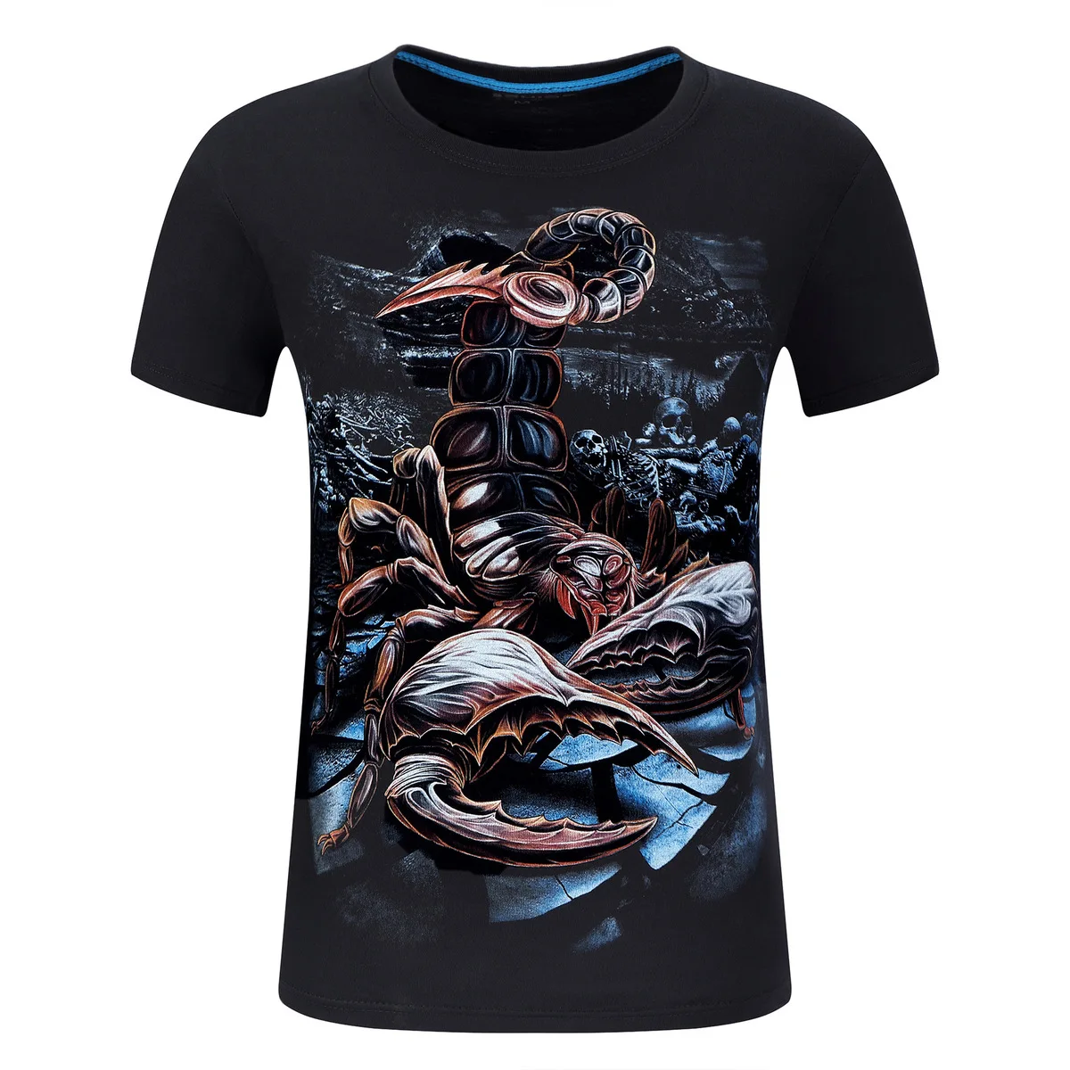 Мужская футболка с коротким рукавом летняя 3D принтом скорпиона Цветочная
