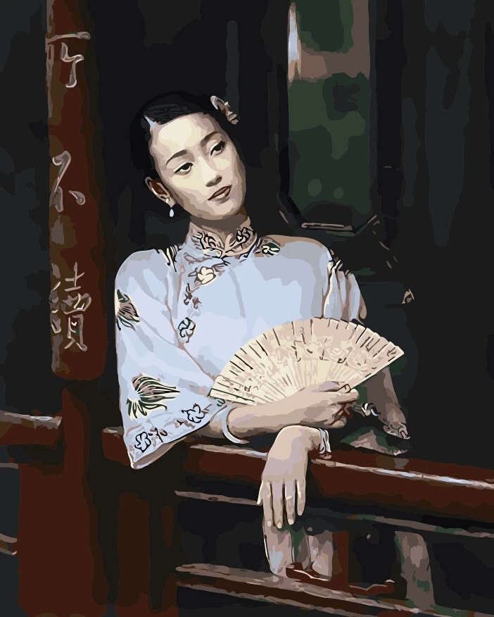 Китайская традиционная Женская гейша украшение для гостиной краска масляной