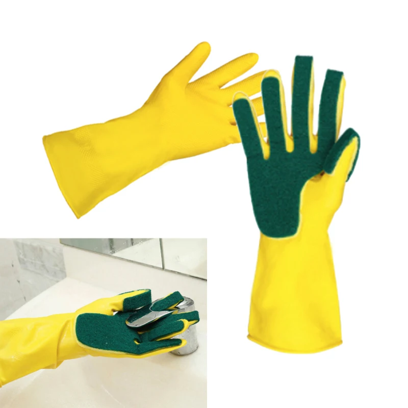 Перчатки для мытья кухни 2 шт./лот многоразовые губчатые пальцы бытовые перчатки