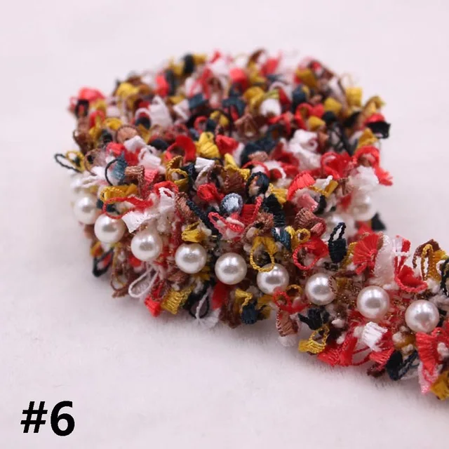 Red Colorful 1 ярд винтажная нейлоновая жемчужная вышитая бисером кисточка кружевная отделка Лента ткань ручной работы DIY костюм платье швейные принадлежности ремесло - Цвет: Red Colorful