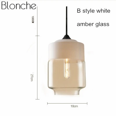 B Style white amber Подвесной светильник из скандинавского стекла s Led Лофт подвесной светильник Современный E27 промышленный Декор Светильник для кухни спальни Домашний Светильник - Цвет корпуса: B Style white amber