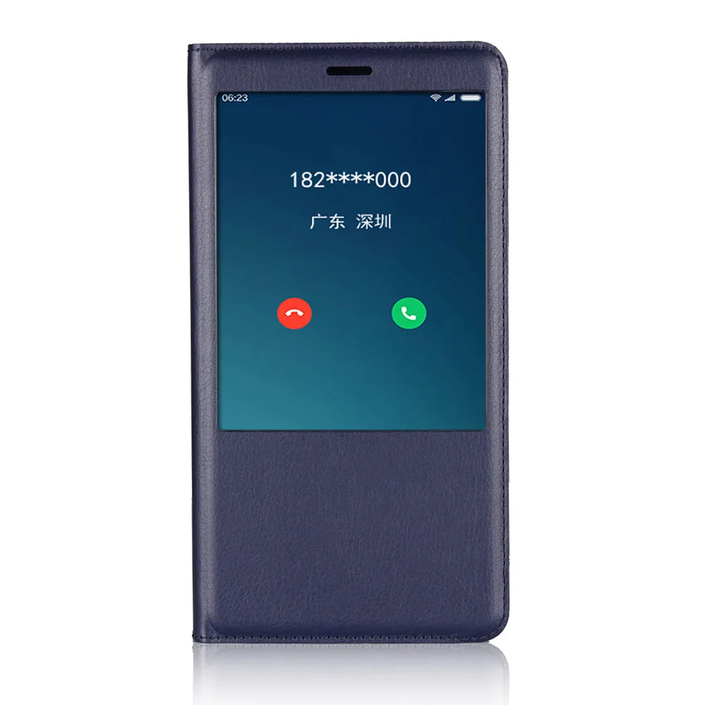 Uftemr чехол для телефона для Xiaomi mi MAX 2, чехол с окошком для просмотра ответа на звонки, кожаный чехол с откидной крышкой для mi max 2 max2, чехол-книжка - Цвет: Blue
