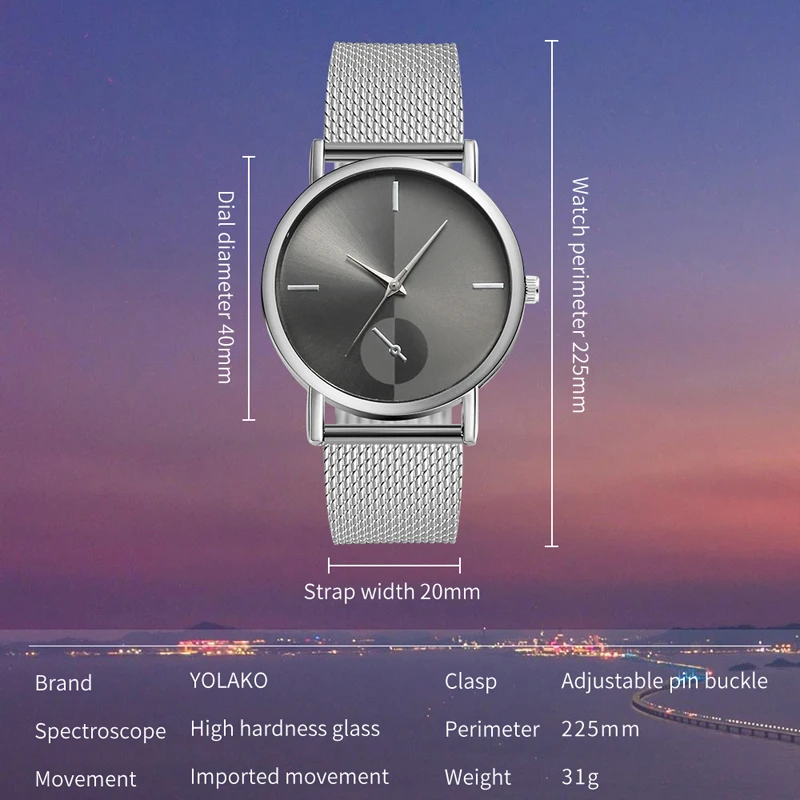 Простые кварцевые часы Geneva унисекс модные розовое золото сетка ремешок платье