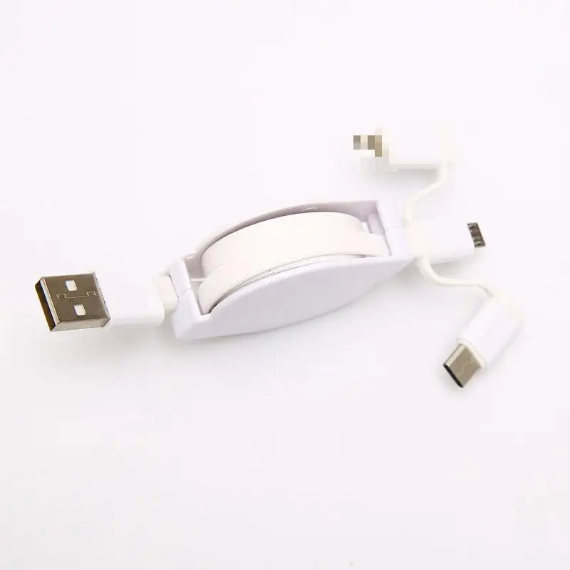 Многофункциональный usb-кабель 3 в 1 универсальный кабель для быстрой зарядки и передачи данных type-c три в одном Телескопический usb-кабель-удлинитель - Цвет: Белый