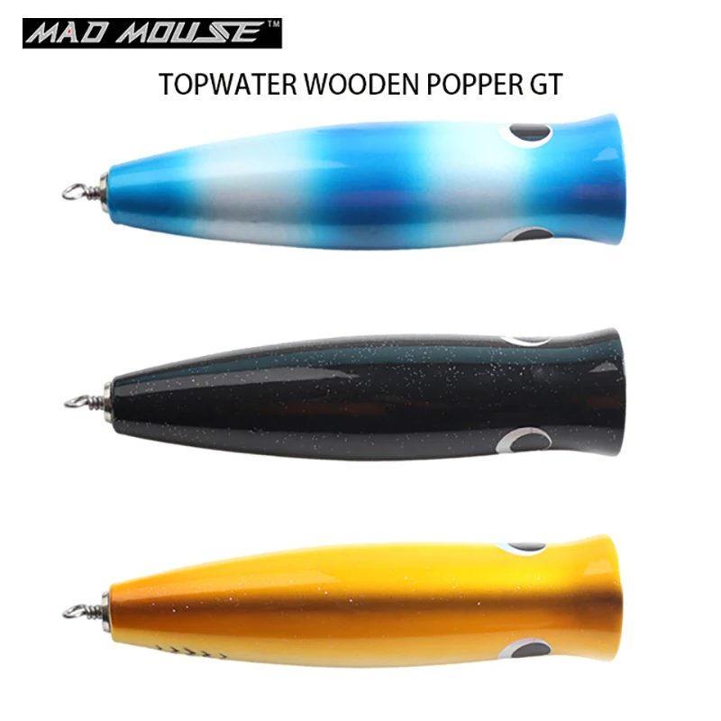Деревянный Поппер MAD MOUSE Topwater GT 22 см 190 г наживка для Глубоководной Рыбалки лодки
