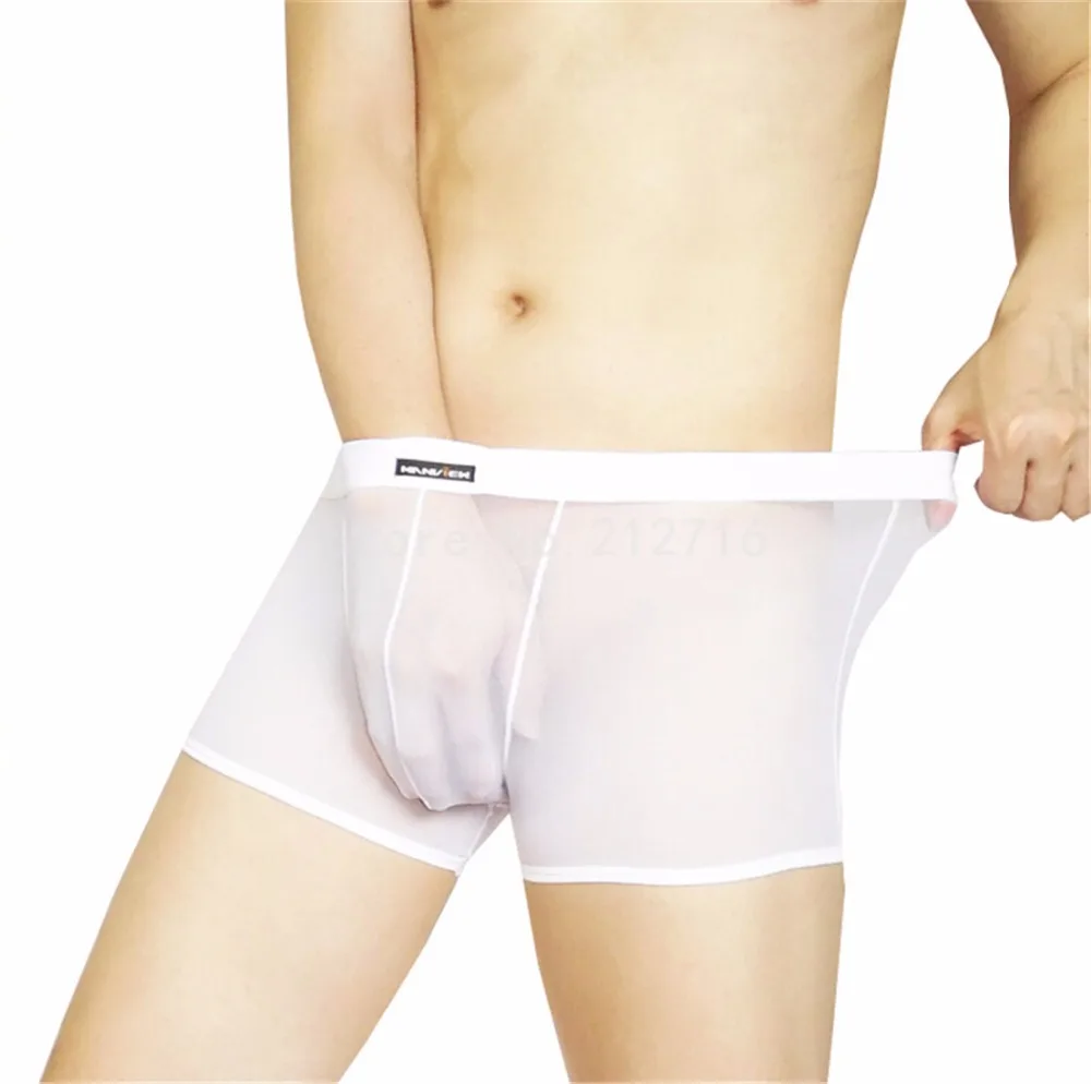 Мужские сексуальные гладкие Мягкие сетчатые Прозрачные Боксеры/трусы