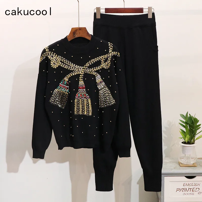 Женский трикотажный спортивный костюм Cakucool повседневный облегающий свитер с