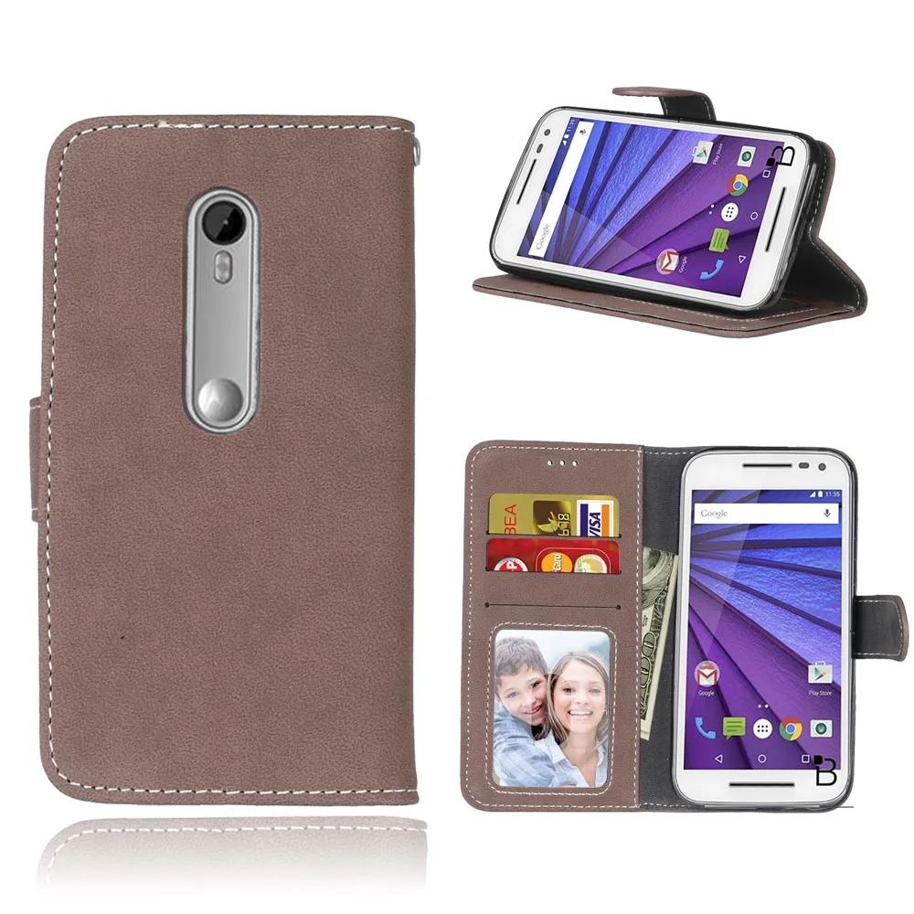 Для Motorola Moto G3 чехол из искусственной кожи чехол для Motorola Moto G3 G 3rd Gen XT1541 Чехол кошелек с держатель для карт чехол s сумка - Цвет: Brown