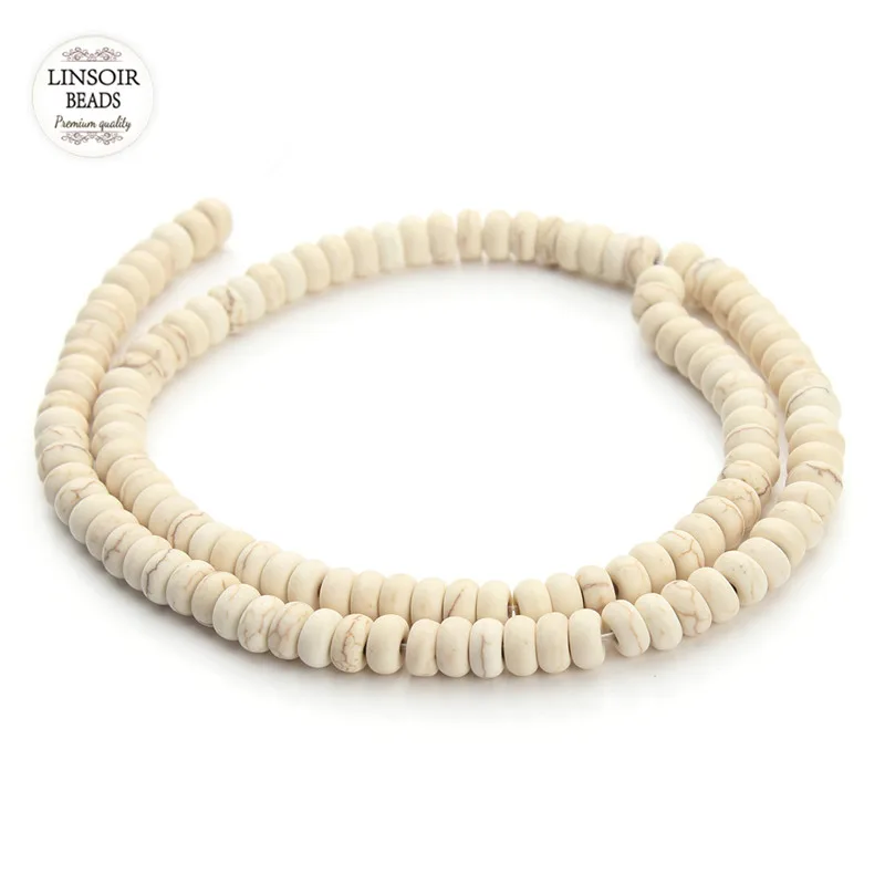 Бусины из натурального камня Linsoir Beads синие/белые 3*6 мм 100 шт