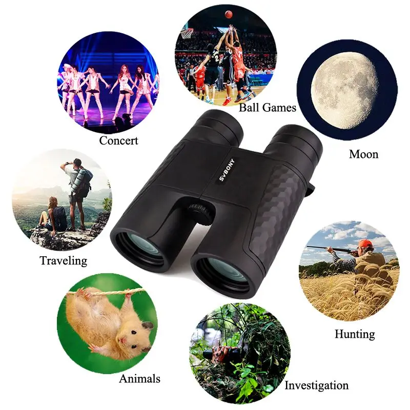 SVBONY 8x32/10x42 Fixed Focus Binoculars Waterproof High Power Telescope Roof Prism SV30 Powerful for Camping Hiking F9319
