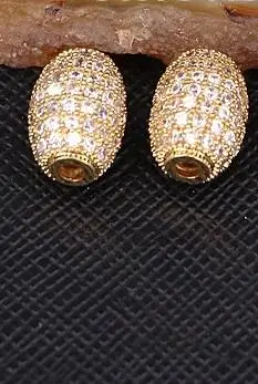 gold color 10 шт., ZYZ183-9569, металлический кубический цирконий, цилиндрическая форма Рондель, разделительные бусины, CZ микро проложенные ювелирные изделия, подходят для подвески для создания браслета - Цвет: gold color