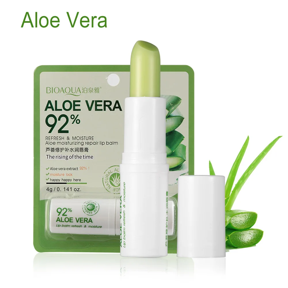 Aloe Vera Натуральный алоэ, мед, клубника, ромашка, увлажняющий бесцветный бальзам для губ, восстанавливающий морщины губ, женский, мужской зимний Уход за губами - Цвет: Aloe Vera
