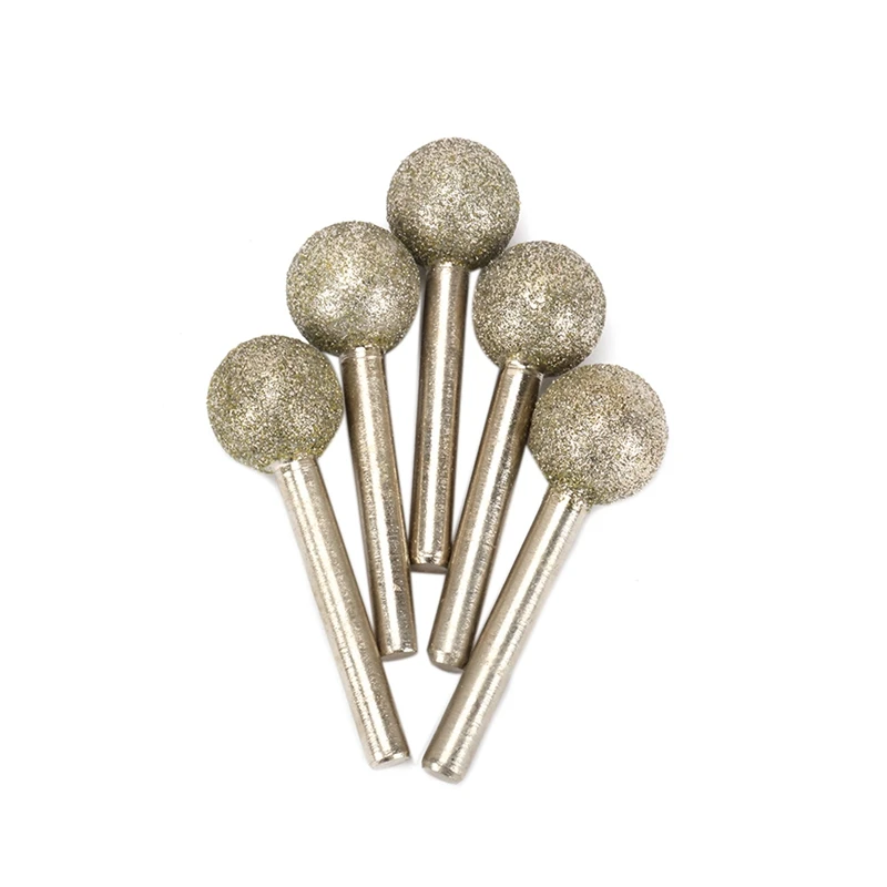 5 шт. 20 мм диаметр головки 6 хвостовик 60 # сферическое Алмазное покрытие