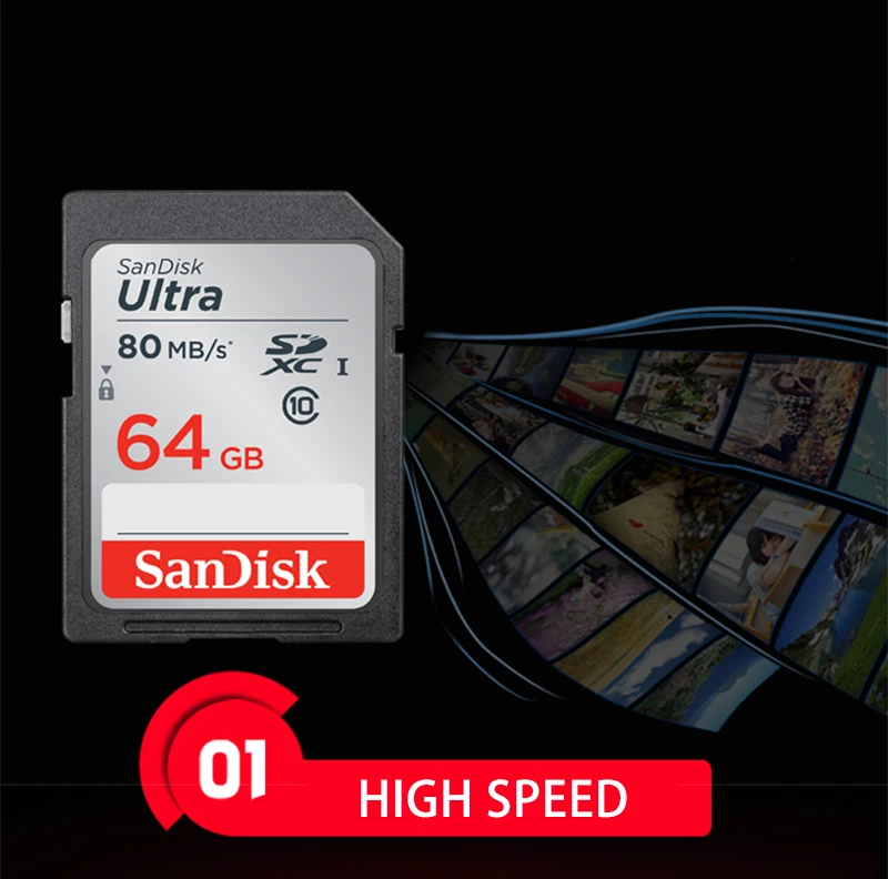 SD карты SanDisk Ultra 8 ГБ 16 ГБ 32 ГБ SDHC 64 ГБ 128 ГБ SDXC Class10 карты памяти c10 80 МБ/с. уш-1 Поддержка для Камера