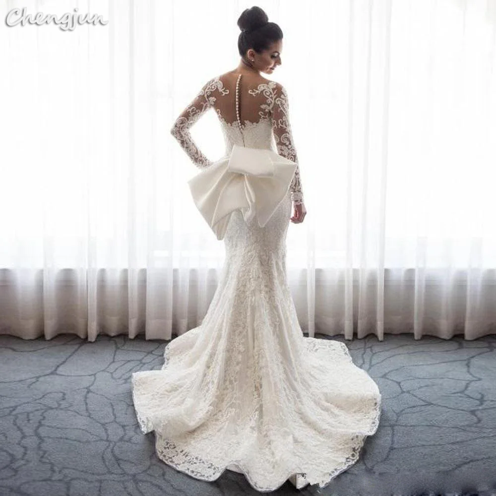Chengjun съемное свадебное платье с длинным рукавом и бантом