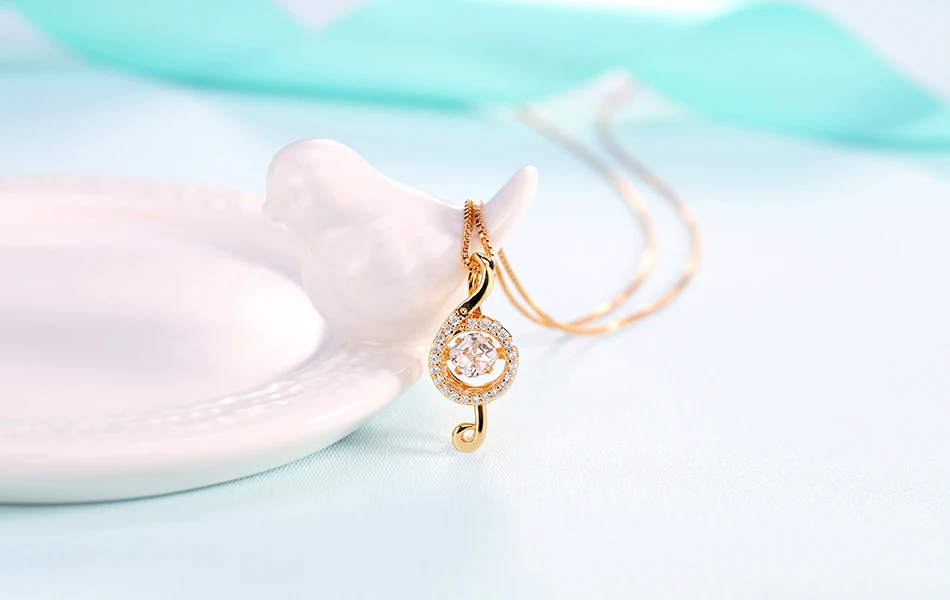 LADYCHIC, Классические Подвески с музыкальной нотой, ожерелья для женщин, модные, элегантные, розовое золото, цвет, для свадебной вечеринки, ювелирные изделия, цепочка, LN1117