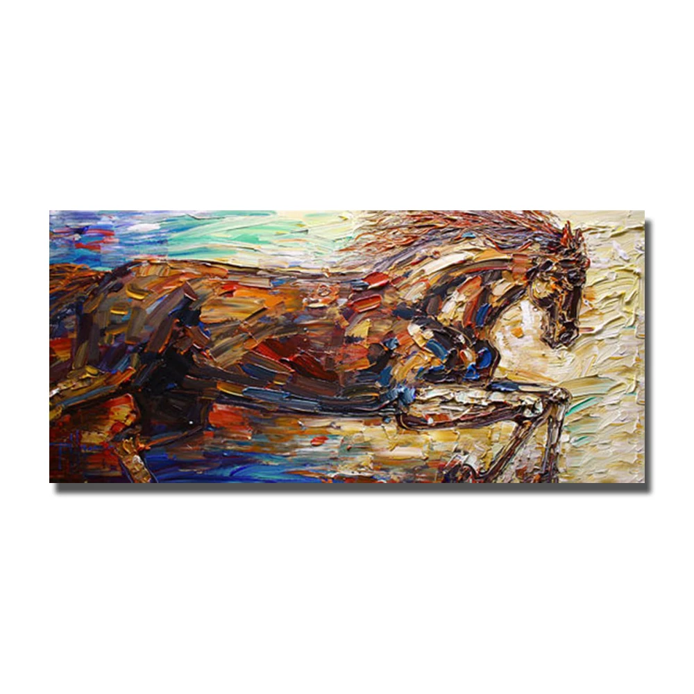 

1 шт. холст настенные художественные настенные картины для гостиной без рамки и с рамкой абстрактная Современная Беговая лошадь живопись ис...