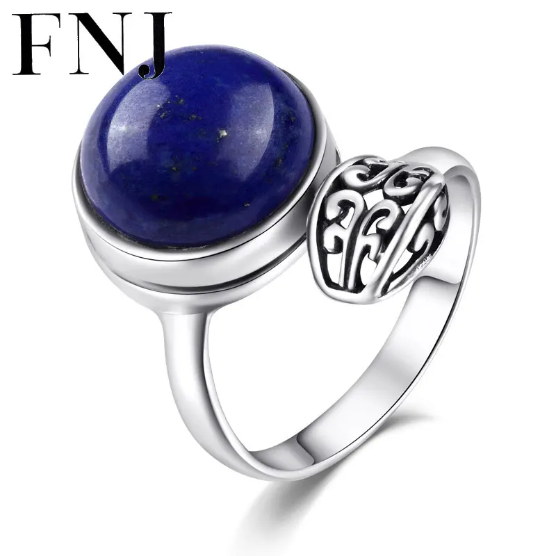 

FNJ Bohemia 100% Pure 925 Sterling Silver Lapis Lazuli Rings for Women Jewelry Blue Stone S925 Thai Silver Ring Lady Wedding