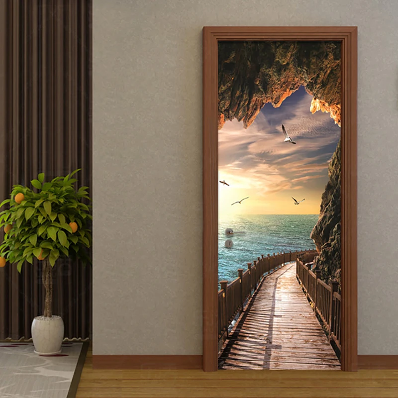 DIY реновация росписи водонепроницаемые обои 3d морской пейзаж картина холст