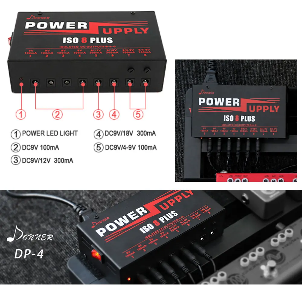 Donner DP-4 8 Plus изолированные выходы гитарный эффект педаль питания Профессиональный