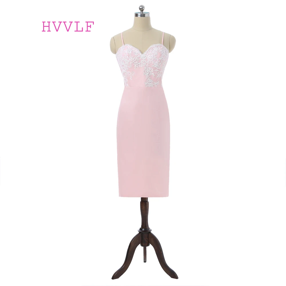 Pink Sheath Spaghetti Straps Sweetheart Satin Lace Knee Length Sexy Wedding Party Cocktail Dresses Homecoming | Свадьбы и торжества