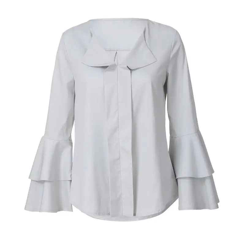 Женская Повседневная однотонная многослойная футболка CHAMSGEND с длинным