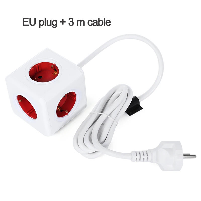 1307-red-3m Allocacoc, умный дом, электрическая вилка, разъем питания, вилка европейского стандарта, блок питания, адаптер для путешествий, переключаемая розетка, удлинитель, 1,5 м/3 м, кабель - Цвет: 1307-red-3m
