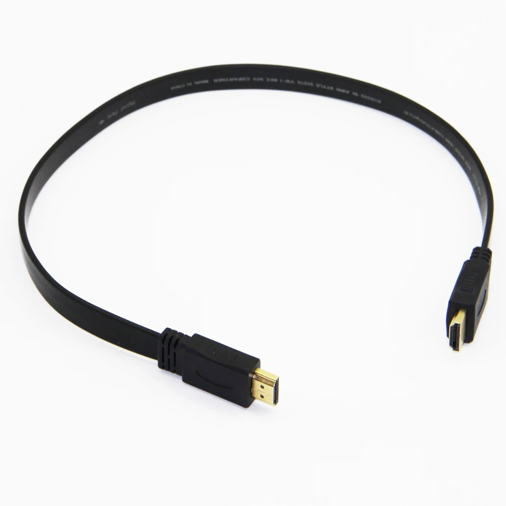 Позолоченный плоский кабель-лапша HDMI между штыревыми разъемами M/M V1.4 3D Full HD 1080P 30 см 50 см 100 см