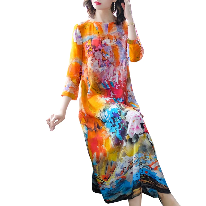 Модное женское платье с принтом летнее в европейском и американском стиле из