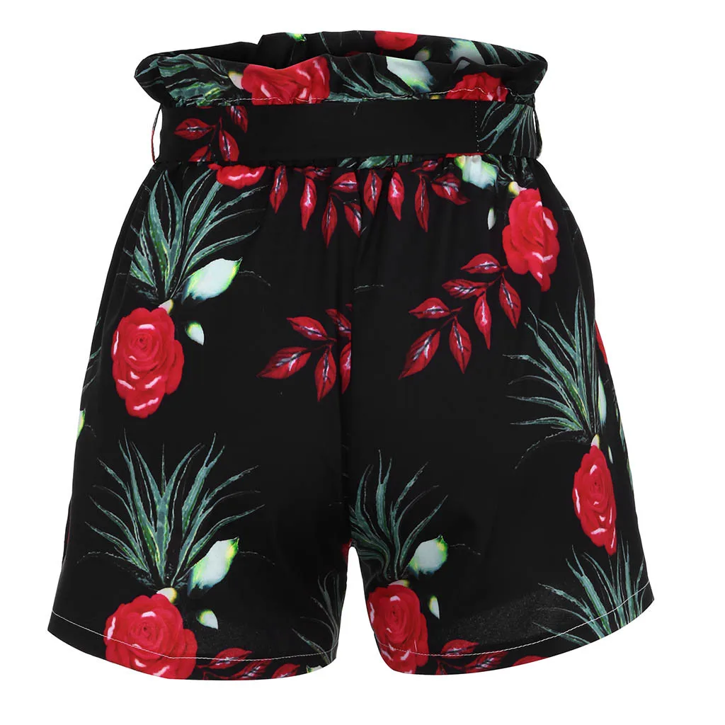 JAYCOSIN Women Clothes Shorts Sexy Plus Size Foral Printed Bow Bandage Shorts Female Elastic Waist Loose Wide Leg Shorts Ladies