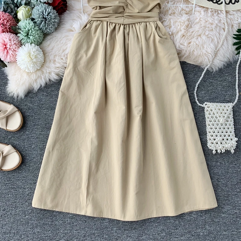 Women New Sexy Breast-wiping Pure Sleeveless Casual Dress Party Night Elegant Vestidos H288