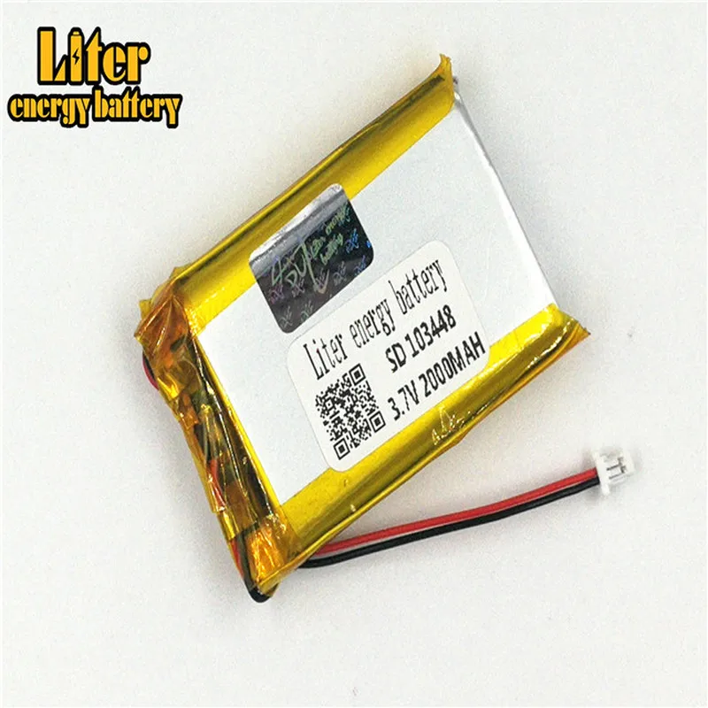 1 0 мм 2pin разъем 103448 3 7 в 2000 мАч литий-полимерный аккумулятор LiPo MP3 MP4 MP5 маленькие