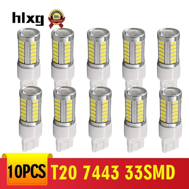 Hlxg 10 шт. 7443 33 5630 SMD для RV кемпера сигнал поворота Стоп лампы стоп 6000K белый DC