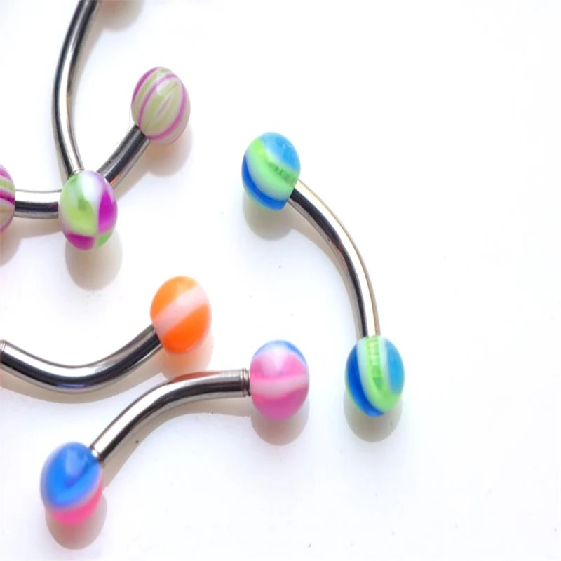 PINKSEE Lot 10pcs Stainless Steel Acrylic Ball Belly Button Navel Ring Stud Body Piercing Jewelry |