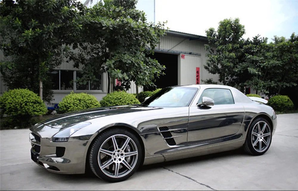 High Quality Stretchable Chrome Black Vinyl Wrap Sheet Roll For Car Wrapping Air Free Bubble 1.52m x 1m |