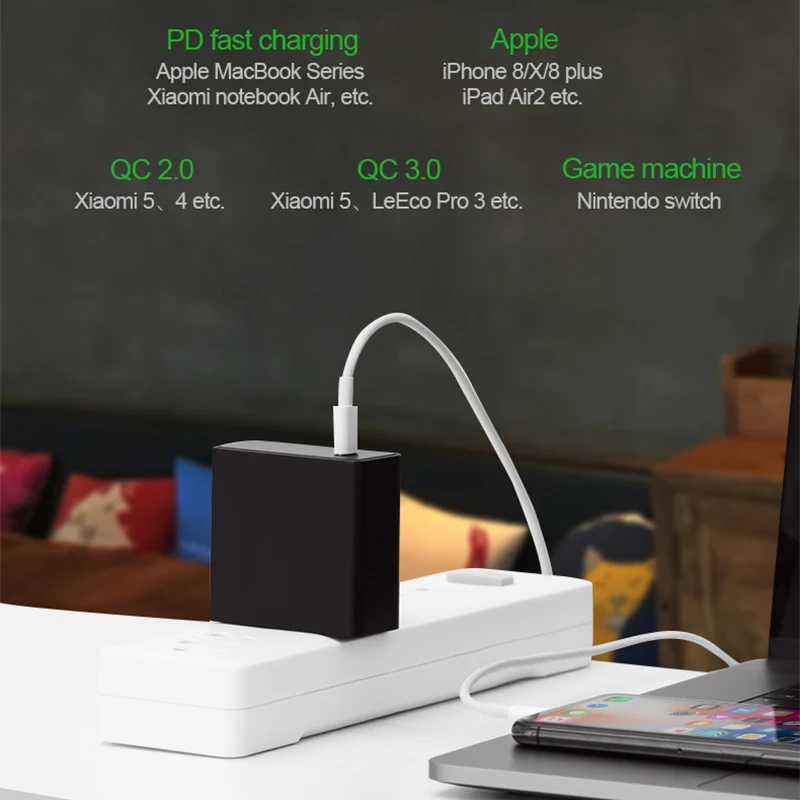 Llanousb-C зарядное устройство 45 Вт адаптер питания Тип-C USB порт PD 2 0 Быстрая зарядка QC