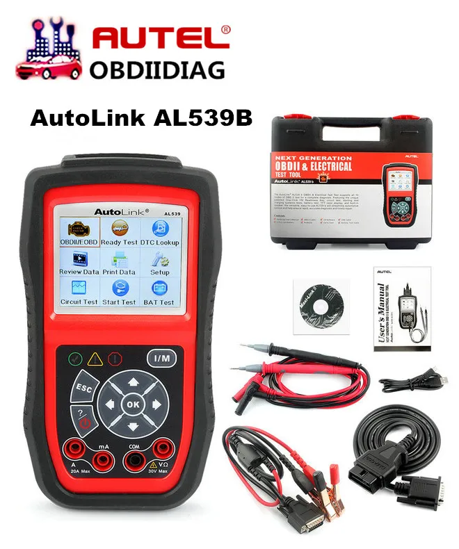 Autel автолинк AL539B OBDII автоматический считыватель кода Электрический тестовый инструмент AL 539B 539 b Автомобильный сканер