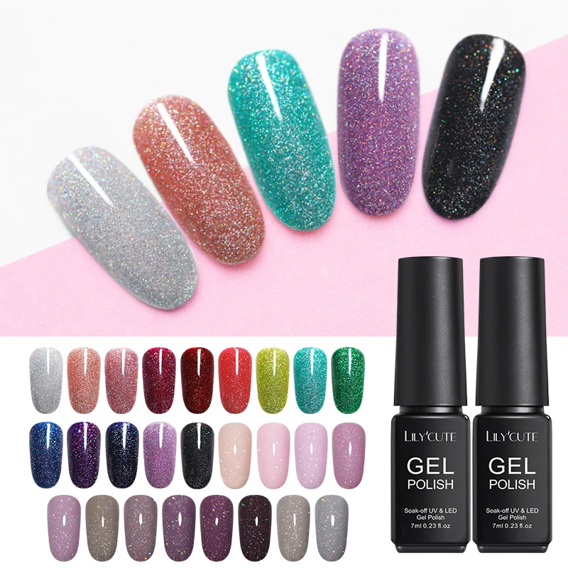 LILYCUTE, 7 мл, голографический Гель-лак для ногтей, неоновый, обнаженный блеск, замачиваемый, УФ светодиодный, долговечный Гель-лак для ногтей