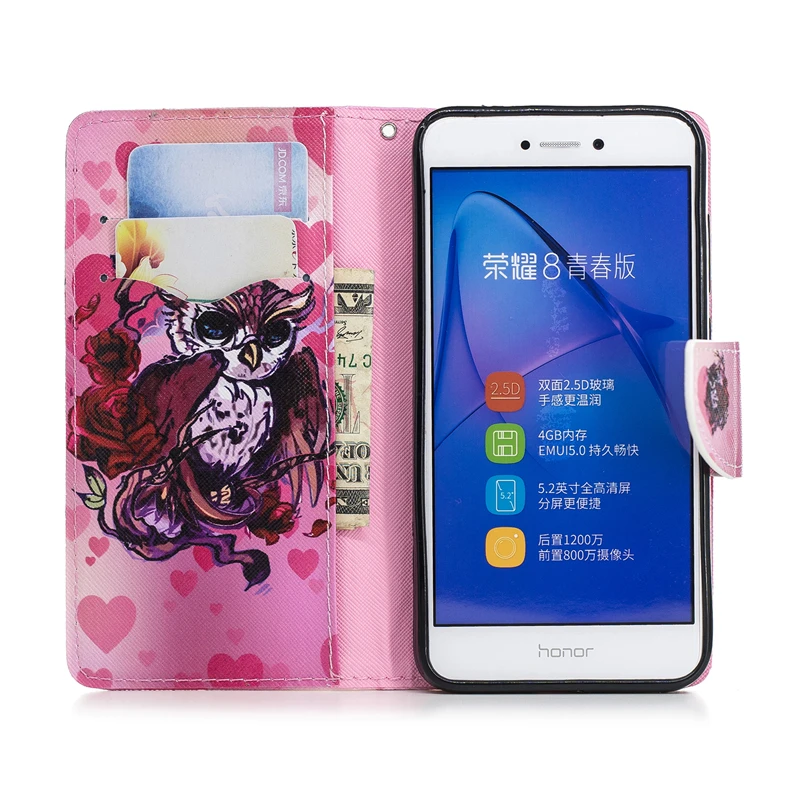 Роспись откидной Чехол-кошелек с подставкой для Coque huawei P8 P9 Lite Gr3 2017 Honor 8 чехол Hawei
