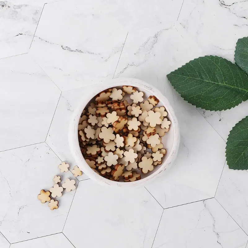 100 шт./пакет лазерная резка дерево цветок сливы украшение деревянная форма