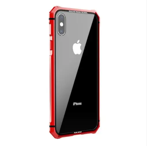 red Для iPhone X 7 8 Plus чехол Черный Защитный авиационный Бампер металлический винт сотовый Чехол для телефона с прозрачной задней закаленным стеклом Cov - Цвет: red
