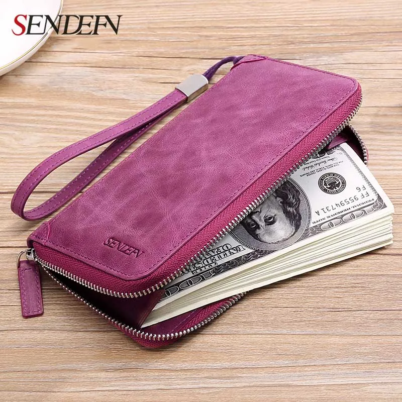 Sendefn кошелек женский Пояса из натуральной кожи Для женщин бумажник дамы
