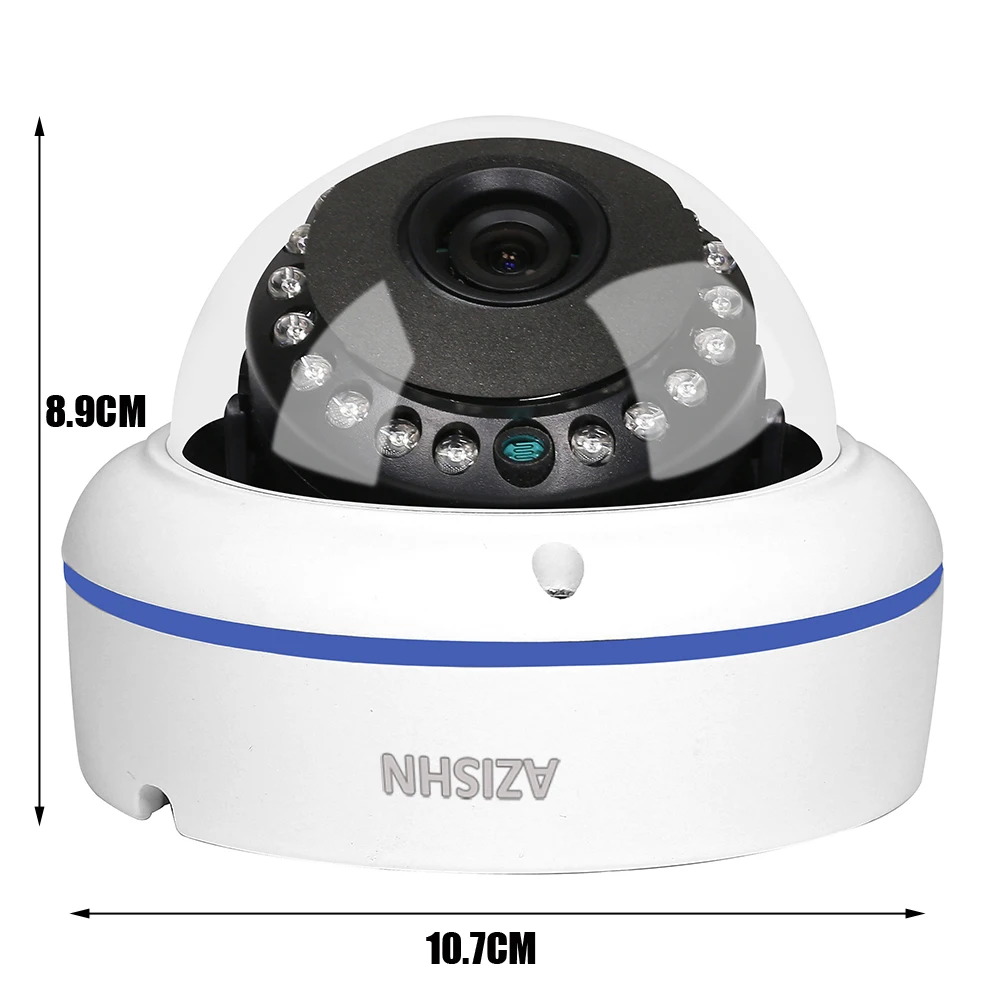 AZISHN 15IR LEDS DOME IP Camera POE 720P/960P/1080P P2P VandalProof Anti-Vandal metal Outdoor IP66 Security CCTV | Безопасность и