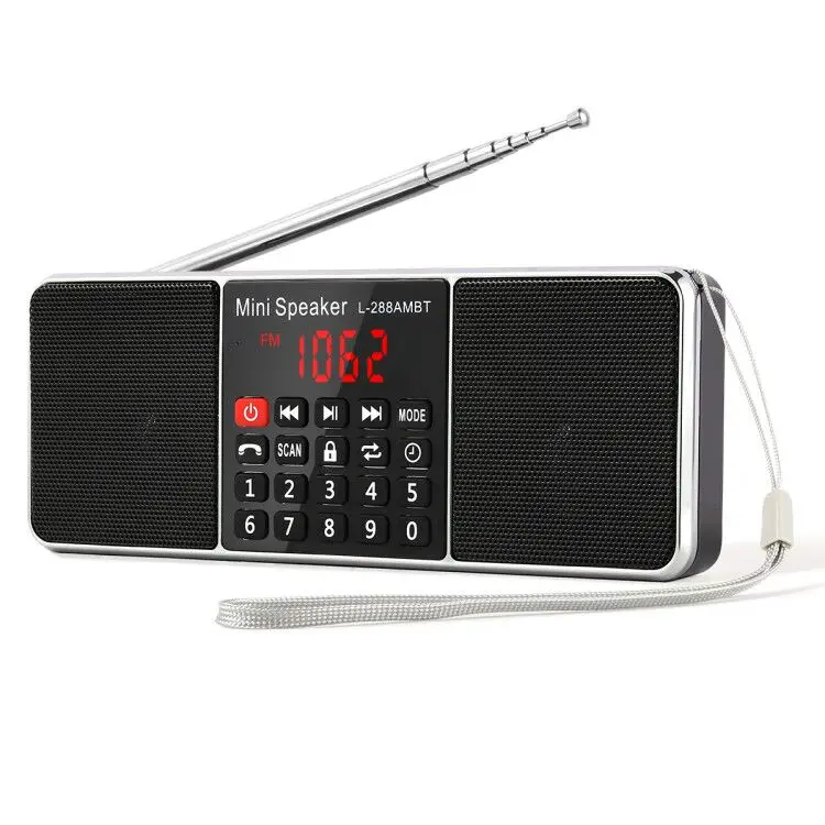 PRUNUS цифровое портативное радиоприемник FM AM приемник Bluetooth стерео динамик TF/SD карта MP3-плеер USB привод громкой связи вызов светодиодный экран - Цвет: Black